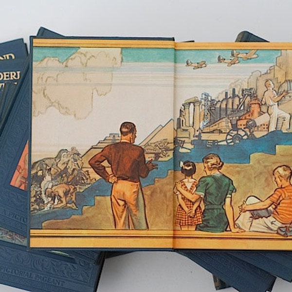 The Wonderland Of Knowledge Encyclopedia Set - 1960 Mid Century Hardcover Book Bundle, Home Decor For Office, Gift For Grandkids,