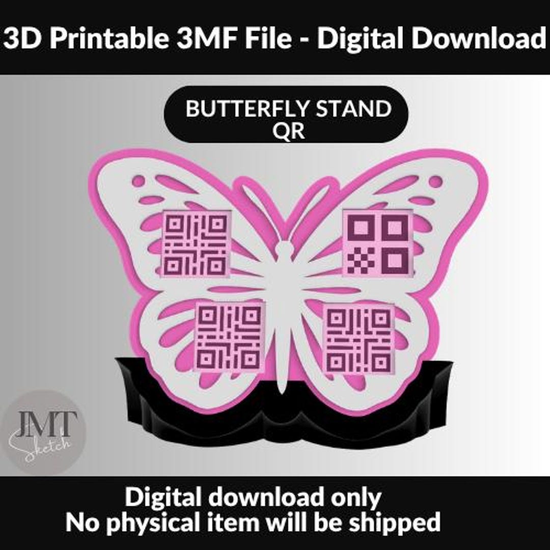 Butterfly QR Code Stand | 4 QR Display| Digital Download | 3D Print ...