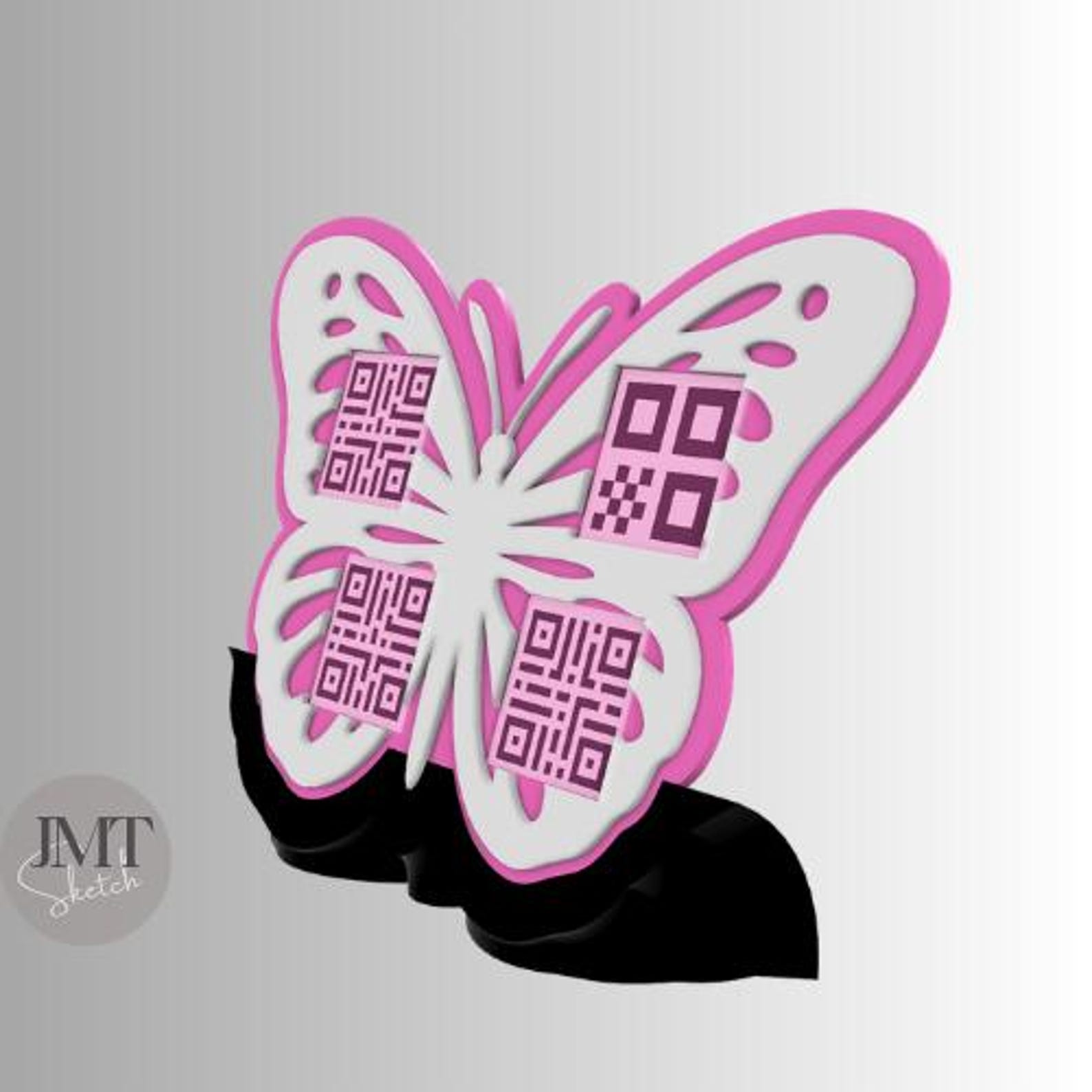 Butterfly QR Code Stand | 4 QR Display| Digital Download | 3D Print ...