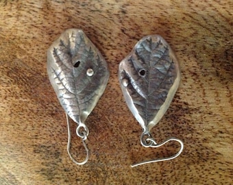 Artisan made Silver Leaf Earrings