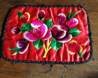 REDUCED Old Chinese Vintage Handmade Flower Embroidery Patch