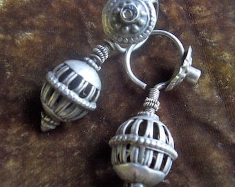 Vintage Tribal Silver Earrings from India