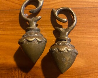 Vintage Borneo Brass Dayak Tribal Ear Weights Hangers Earrings Guaged piercing