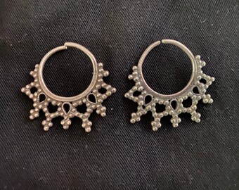 Vintage or Antique Chinese Silver Star Sun Earrings