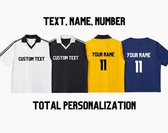 Personalized Collar Striped Soccer Jersey with Numbers and Name, 2026 World Cup Custom Jersey, Unisex Customizable Football Fan Jersey