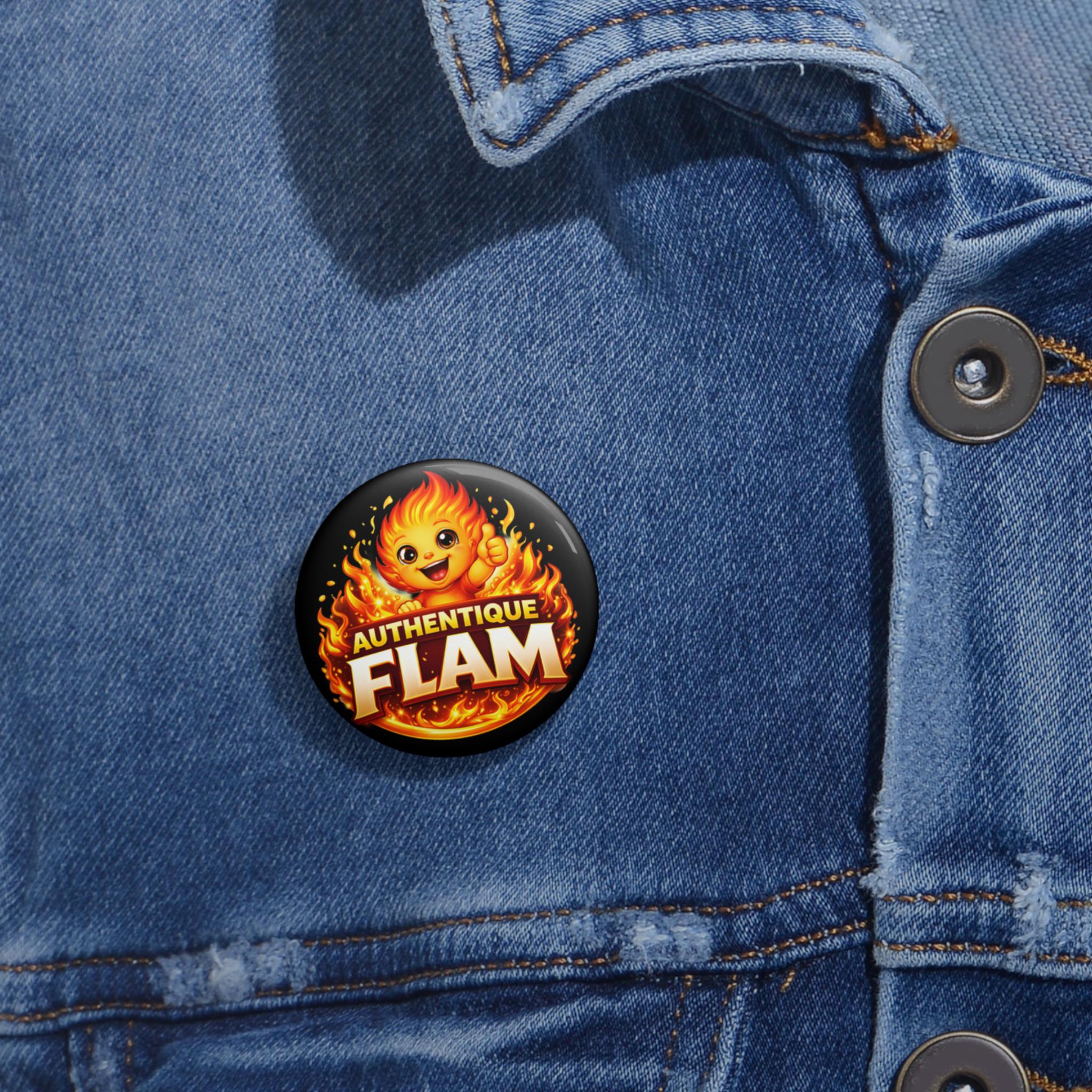 Flaming Mascot 'authentic Flam' Pin Button | Round Enamel Button Badge ...