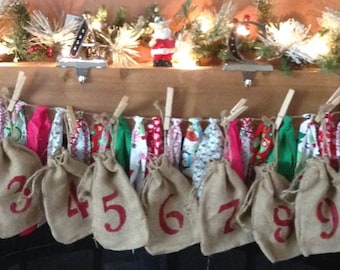 Twelve 12 days of Christmas advent calendar bags goodie bags