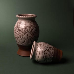 Jarrones de cerámica de estudio de Oregón por Ricia Parcher, diseño de gres de montaña y rosa del Pacífico Noroeste, PNW Ceramics