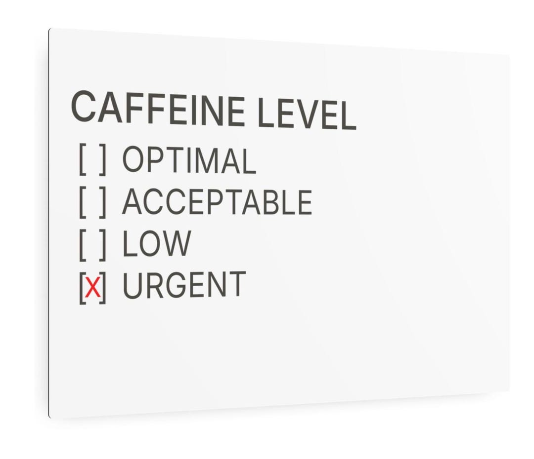 Caffeine Level Sign, Office Desk Humor, Funny Workplace Status Decor - Etsy
