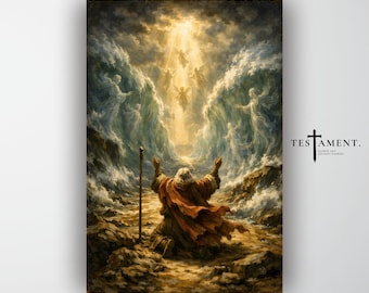 Moses Parting the Red Sea Biblical Wall Art Poster