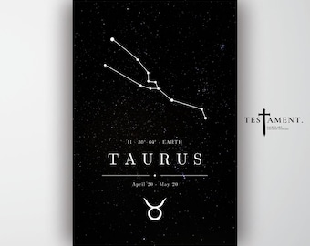 Taurus Zodiac Poster, Minimalist Constellation Wall Art, Astrology Birthday Gift