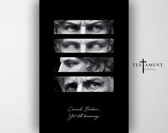 Carved Broken Yet Still Becoming Poster Inspirational Sculpture Wall Art