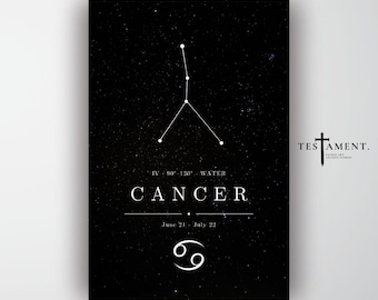 Cancer Zodiac Poster, Minimalist Constellation Wall Art, Astrology Birthday Gift