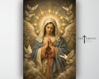 Virgin Mary Prayer Angelic Christian Wall Art Poster
