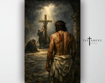 Jesus Carrying the Cross Crucifixion Biblical Wall Art Poster