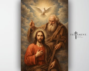 Holy Trinity Reimagined – God the Father, Jesus Christ and Holy Spirit Classical Inspired Poster