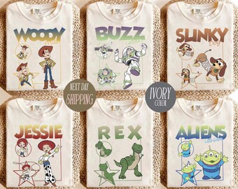 Vintage Disney Pixar Toy Story All Character Portrait Shirt, Disney Buzz Lightyear Woody Birthday Gift, Disneyland Toy Story Land Trip Shirt