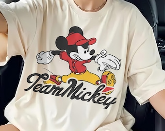 Team Mickey Shirt, Mickey Mouse Baseball Shirt, Disney Baseball Tee, Vintage Mickey Sports Shirt, Disney Fan Shirt, Mickey Mouse Gift