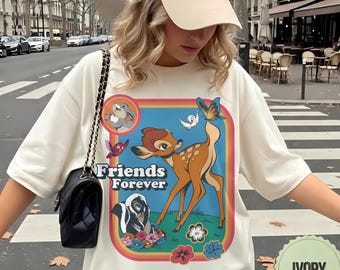 Bambi Friends Forever Shirt, Vintage Disney Bambi Tee, Cute Forest Friends Shirt, Thumper Flower Bambi Shirt, Disney Animal Lover Gift
