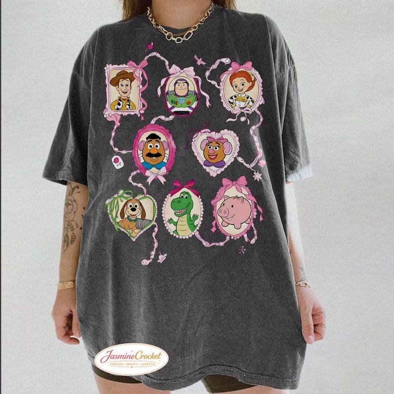 Toy Story Friends Shirt, Woody Buzz Jessie Rex Hamm Slinky Dog Mr Potato Head Tee, Cute Toy Story Characters Shirt, Disney Pixar Family Trip Pepper/Charcoal