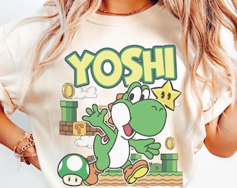 Yoshi Super Mario-shirt, retro gamer-T-shirt, schattig dinosaurus Nintendo-shirt, vintage game graphic T-shirt