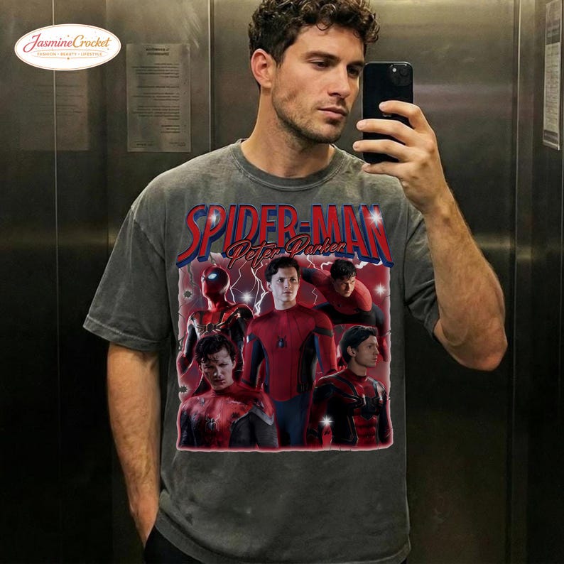 Peter Parker Tom Holland Spider Hero Movie Vintage Bootleg 90s Shirt, A Brand New Day Tee, MCU Marvel Superhero Tee, Disneyworld Trip Pepper/Charcoal