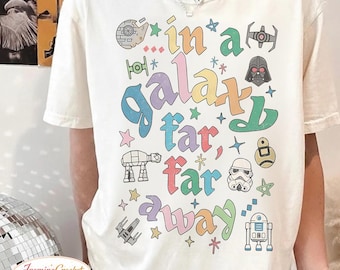 In A Galaxy Far Far Away Shirt, Star Wars Retro Tee, Vintage Star Wars Shirt Women, Cute Star Wars Graphic Tee, Sci Fi Movie Shirt