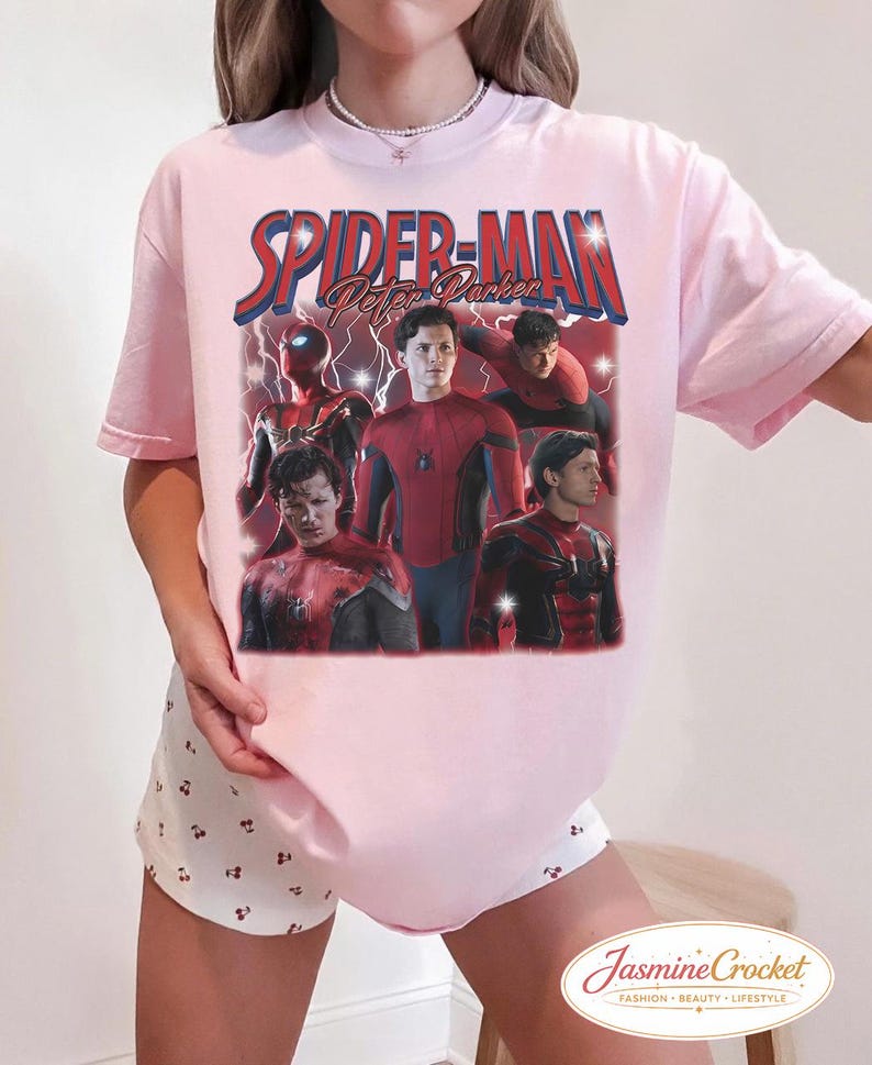 Peter Parker Tom Holland Spider Hero Movie Vintage Bootleg 90s Shirt, A Brand New Day Tee, MCU Marvel Superhero Tee, Disneyworld Trip Blossom/Light Pink