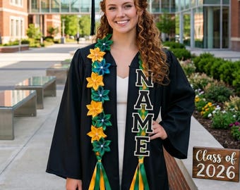 Custom Graduation Lei, Personalized Ribbon Lei Class of 2026, Senior Graduation Gift for Him Her, College High School Grad Ribbon Necklace