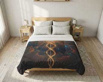 Caduceus Angel Cotton Comforter — Spiritual Healing Bedspread