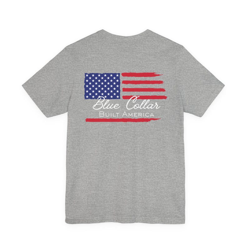 Blue Collar Built America T-Shirt | Patriotic Tradesman Tee | USA Workwear Flag image 2