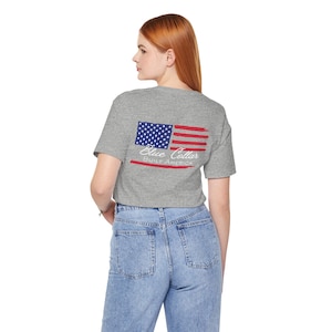 Blue Collar Built America T-Shirt | Patriotic Tradesman Tee | USA Workwear Flag image 5