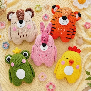 5 Sleepy Animal Crochet Pillow Patterns, Beginner Friendly Amigurumi PDF Bundle (Instant Download)