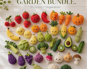 35 Fruit Vegetable Crochet Patterns | Amigurumi Play Food PDF (Beginner Friendly)