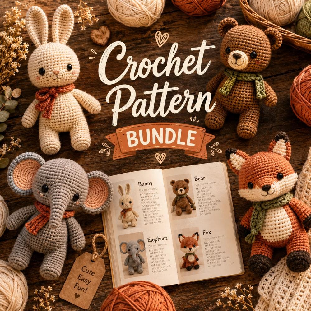 200+ Crochet Animal Patterns Bundle, Amigurumi Animals PDF Pattern