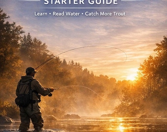 Paquete de guía para principiantes de pesca con mosca / Cuaderno de registro de pesca de truchas, hojas de referencia, nudos, moscas (descarga digital)