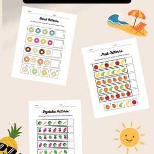 AB Pattern Worksheets | Cut and Paste Pattern Recognition Bundle | Preschool Kindergarten Printable | Instant Download