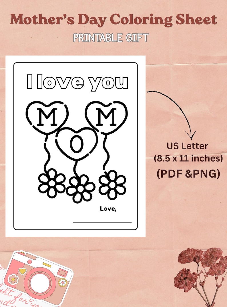 I Love You Mom Coloring Page | Mother's Day Printable (instant Download ...