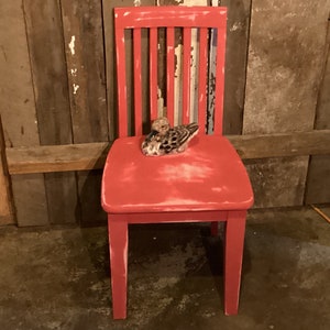 Chair Childs Red Wood Holiday Decor Vintage