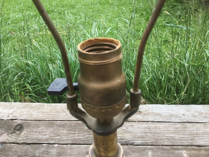 Brass Lamp Standing Antique Table