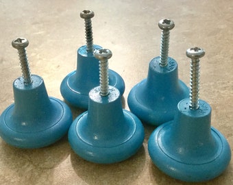 Drawer Pulls Wood Knobs Blue
