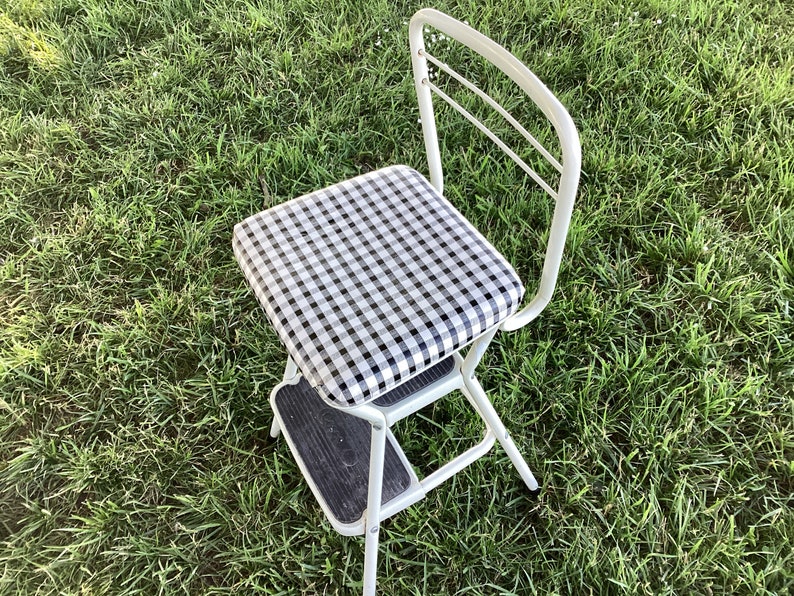 Stool Step Kitchen Black White Checkered - Etsy