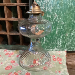 Lamp Oil Clear Glass Antique Large Thomaston USA