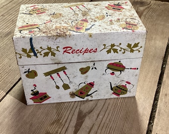 Recipe Box Metal Kitchen Antique