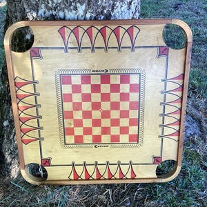 Carrom Game Board Two Sided Checkers Antique