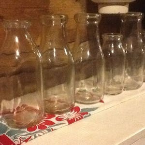 Milk Bottles Glass Set of Six Vintage