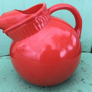 Pottery Pitcher Orange Mid Century