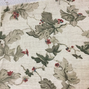 Upholstery Drapery Fabric Tiny Red Flowers Sage Green Floral 40 Yards