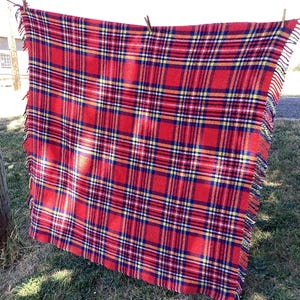 Blanket Stadium Plaid Wool Fringed