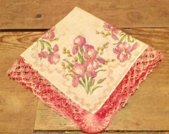 Handkerchief Rose Flowers Crocheted Vintage